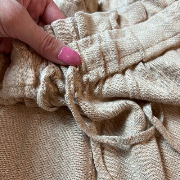 Lunya Cozy Cotton Silk Relaxed Pant Nutmeg Heather Wide Leg Drawstring M New - Picture 9 of 14